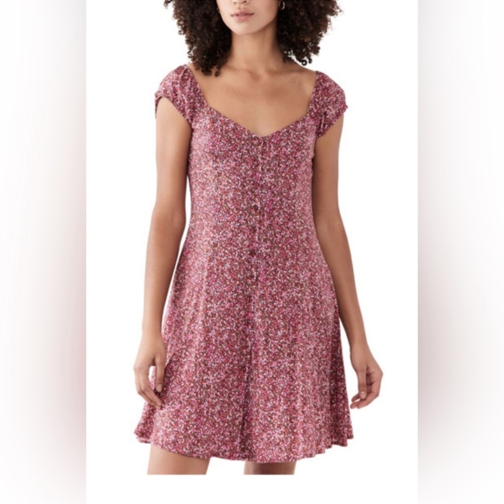 NWT Rolla's Erin Paris Short Skater Dress Red Floral Print Button Front